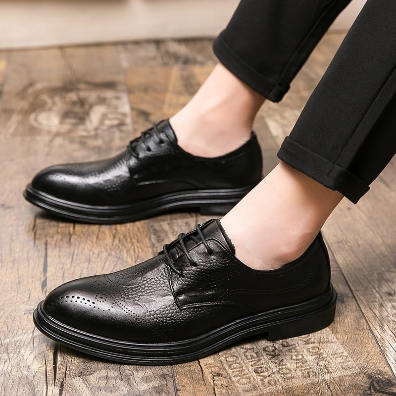 Men's Dress Oxford Shoes Lace Up Leather Cap Toe Formal Business Shoes Block Heel Top Grain Leather2