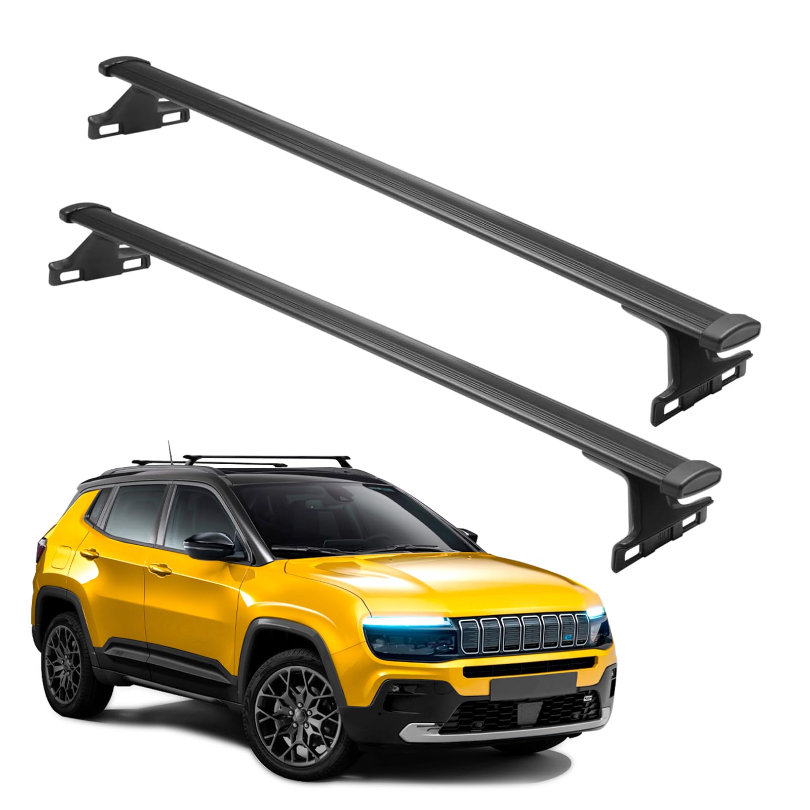 Cross Bars Compatible with Jeep Compass 2018-2025 Heavy Duty Aluminum 200lbs Cargo Cross Rails for Bike Snowboard Ski Luggage Rack Accessories