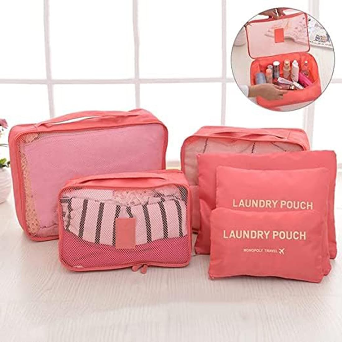 Styleys Set of 6 Packing Cube Travel Pouches Bag Organizer (Watermelon Red, S1037) 3