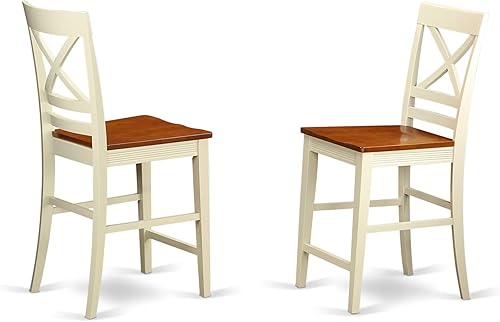 Miniatura 4 de East West Furniture AVQU5-WHI-W - Juego de mesa de comedor moderno - 4 grandes sillas de comedor de madera con asiento de madera - Una mesa de