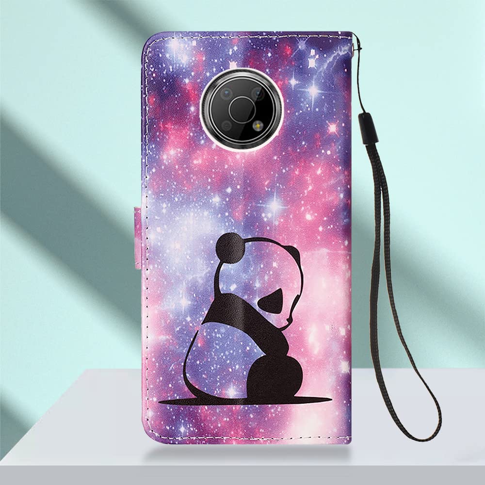 MEMAXELUSPremium Wallet Case for Nokia G300, Nokia G300 Case with Kickstand Card Holder Slot Cute Painted Magnetic Flip Leather Shockproof Protective Case for Nokia G300 YBC Cherry Blossom Panda