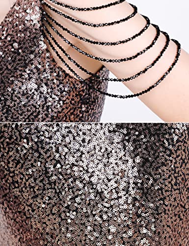 Image of Women 1920s Plus Size Formal Dress Tassels Sleeve Sequins Gatsby Maxi Evening Gown