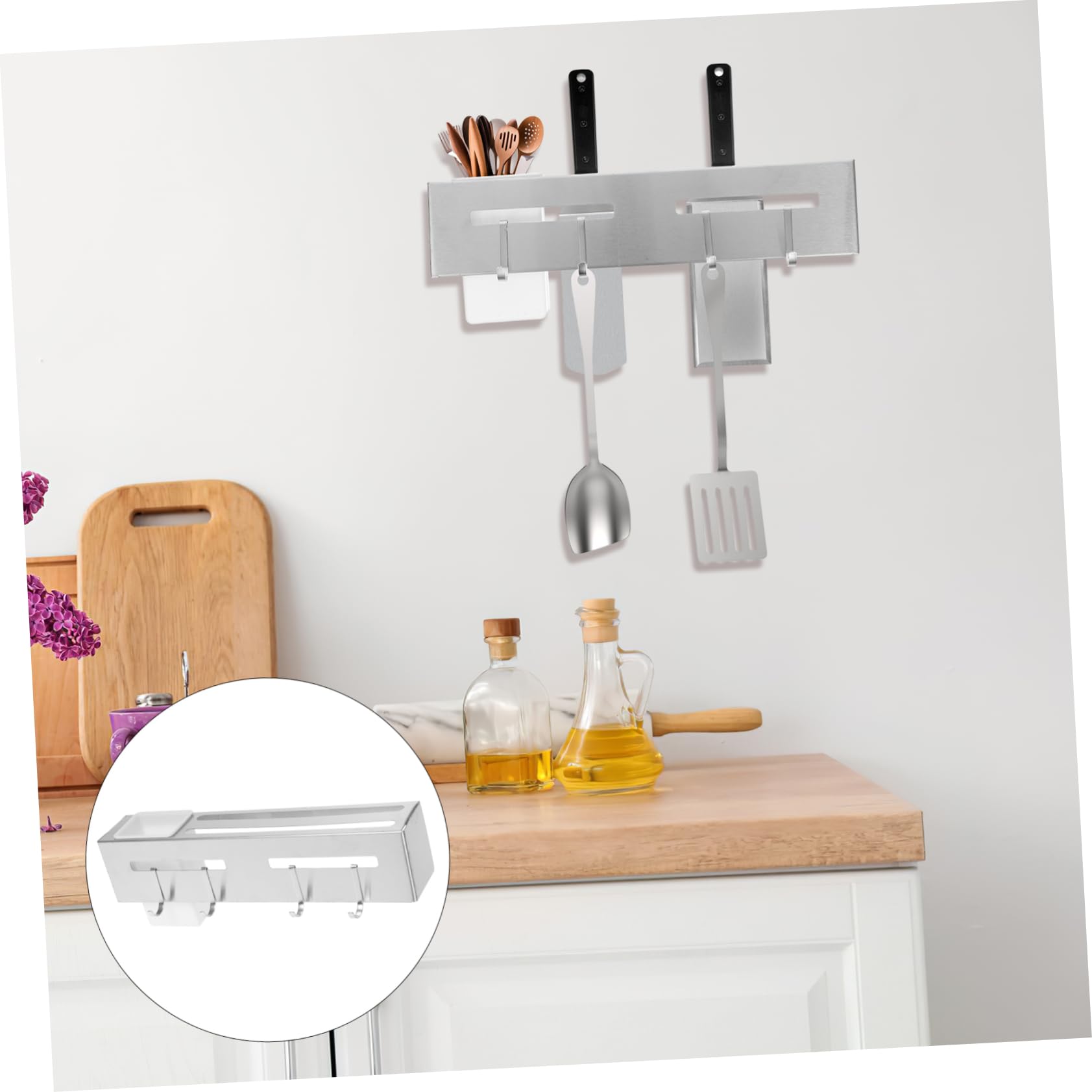 OHPHCALL Large Utensil Holder Cutter Organizer Kitchen Wall Rack Cutlery Holder Cutter Storage Rack