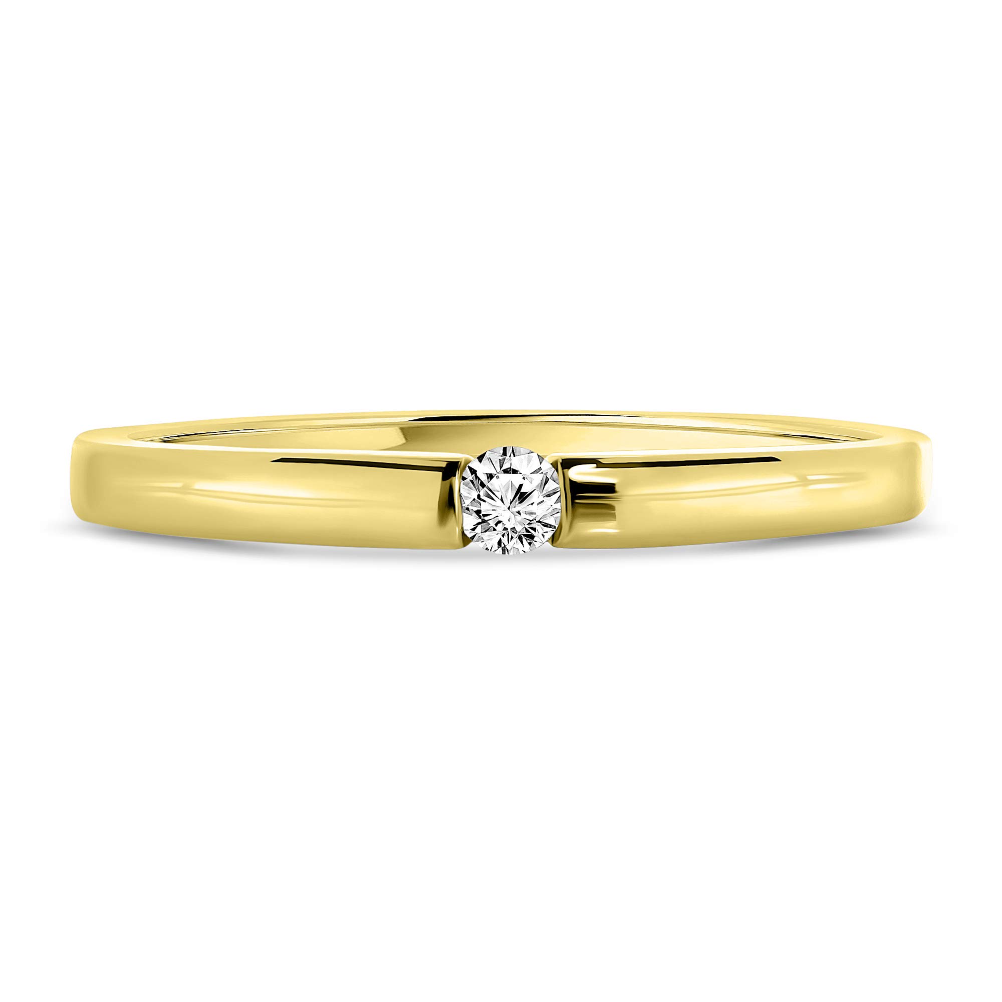 MIORE Anello Solitario da Donna, Vero Oro Bianco Oro Giallo 8KT 333 con Diamante Naturale Ct. 0,05. Anello di Fidanzamento Classico con Brillante solitario, Anello anallergico. …