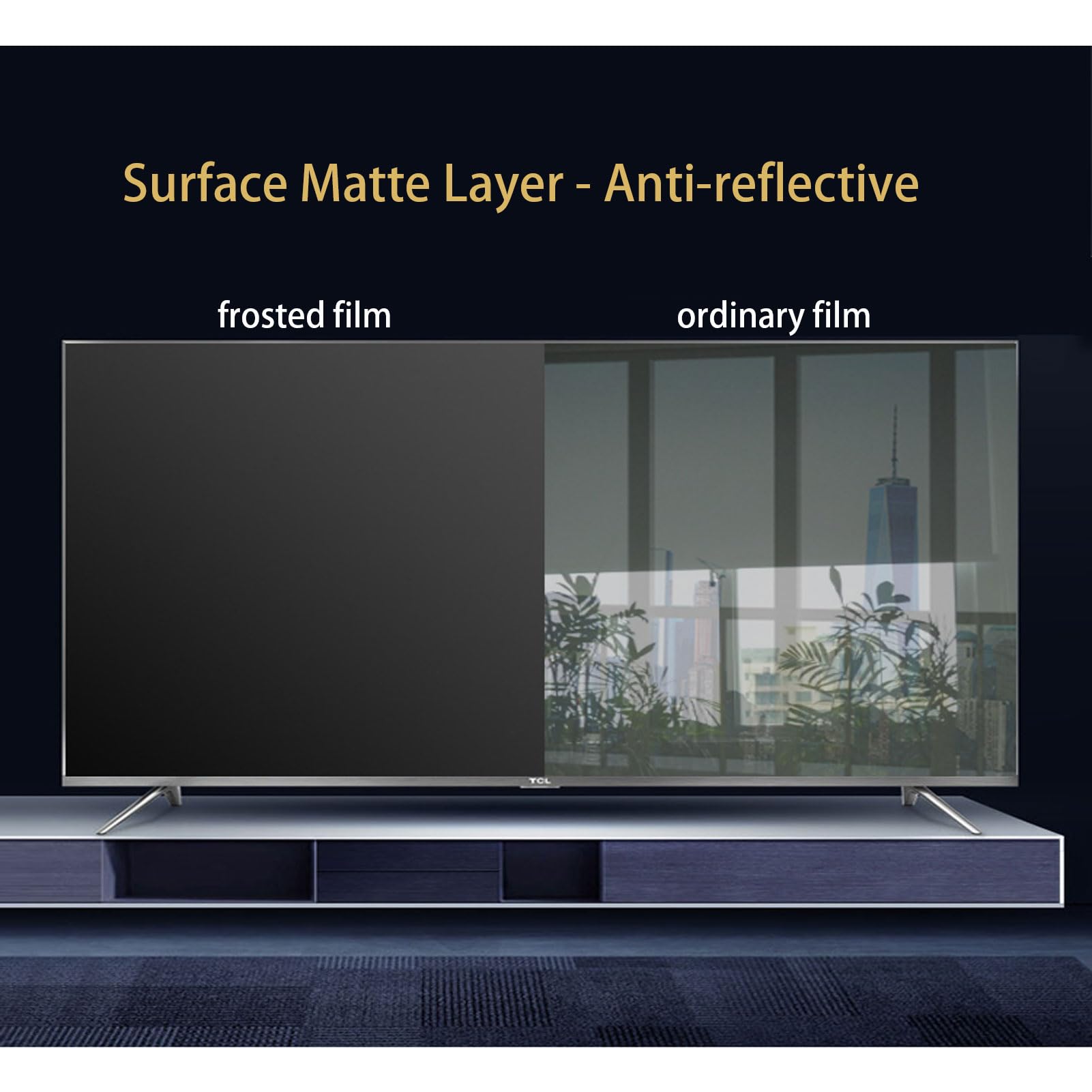 Film Mat Anti-Reflets 55 Pouces, Filtre Anti-Lumière Bleue pour Écran TV, Protection Anti-Rayures sans Bulles