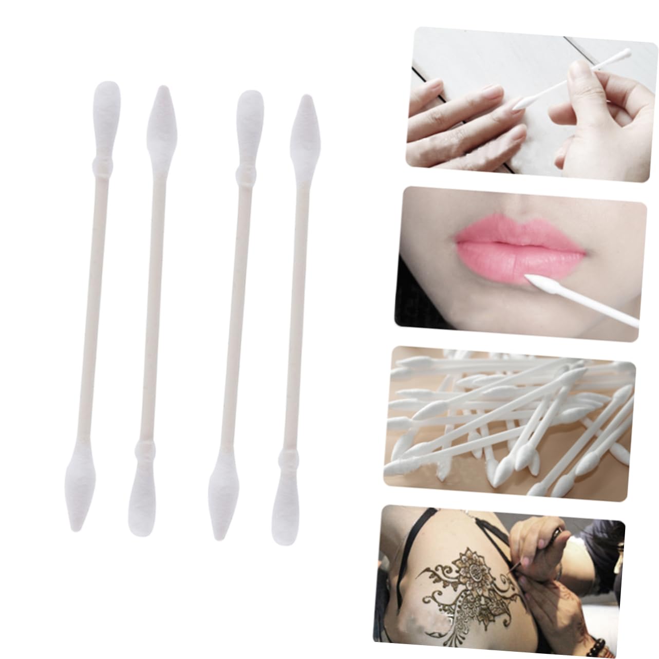 OSOLADY Makeup Cotton Swabs Set of 200 Round Tapered Tips for Eye Shadow Blush Lipstick Nail Polish Safety