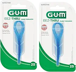 Kit Com 2 Passa Fio Gum Eez-Thru | 50 Unidades | Guia Para O Fio Dental