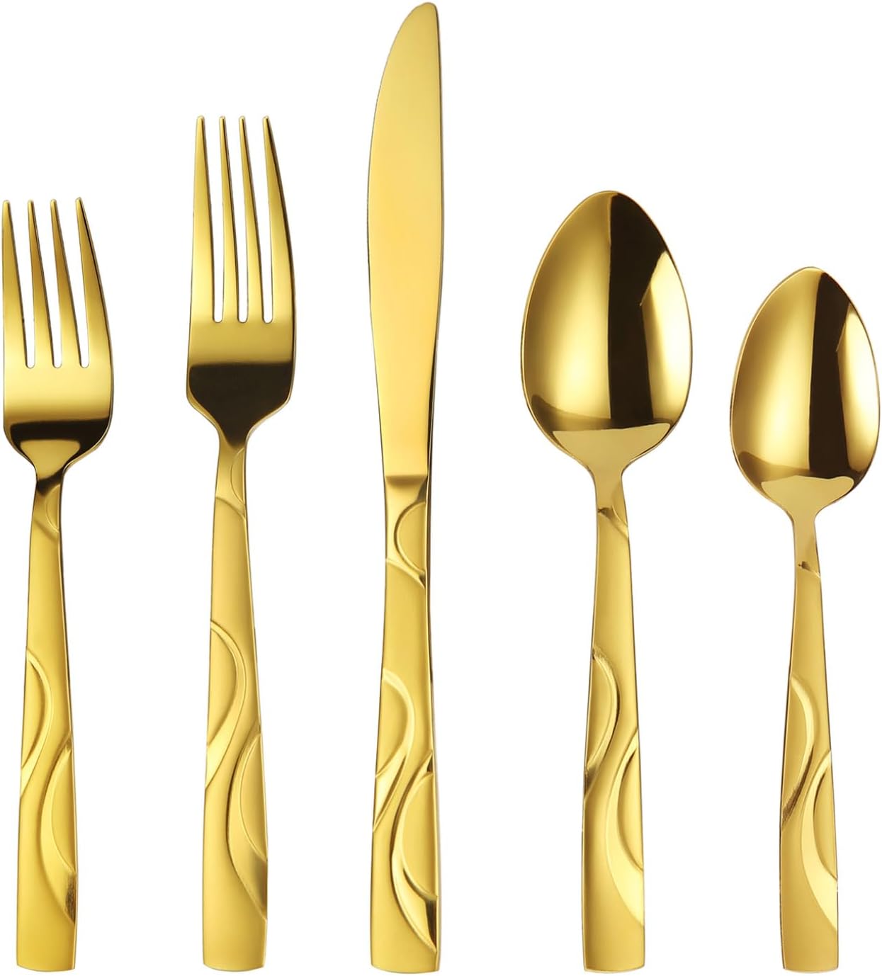 30 pieces gold flatware silverware set, stainless steel fork spoon knife set service for 6, food grade cutlery set 30-piece, dishwasher safe gold 30-piece