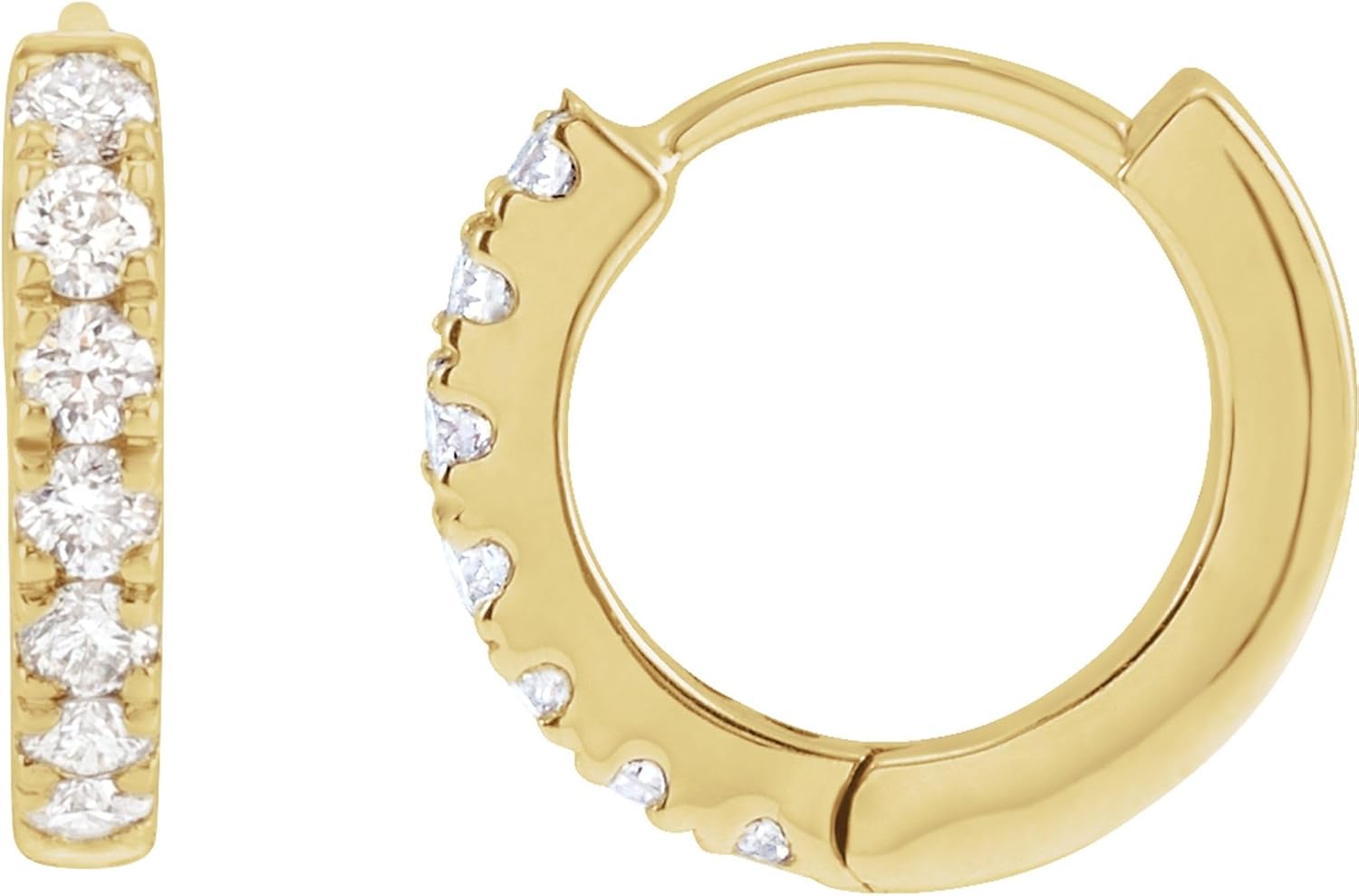 14k Yellow Gold 1/5 CTW Lab-Grown Diamond 10mm Hoop Earrings Genuine