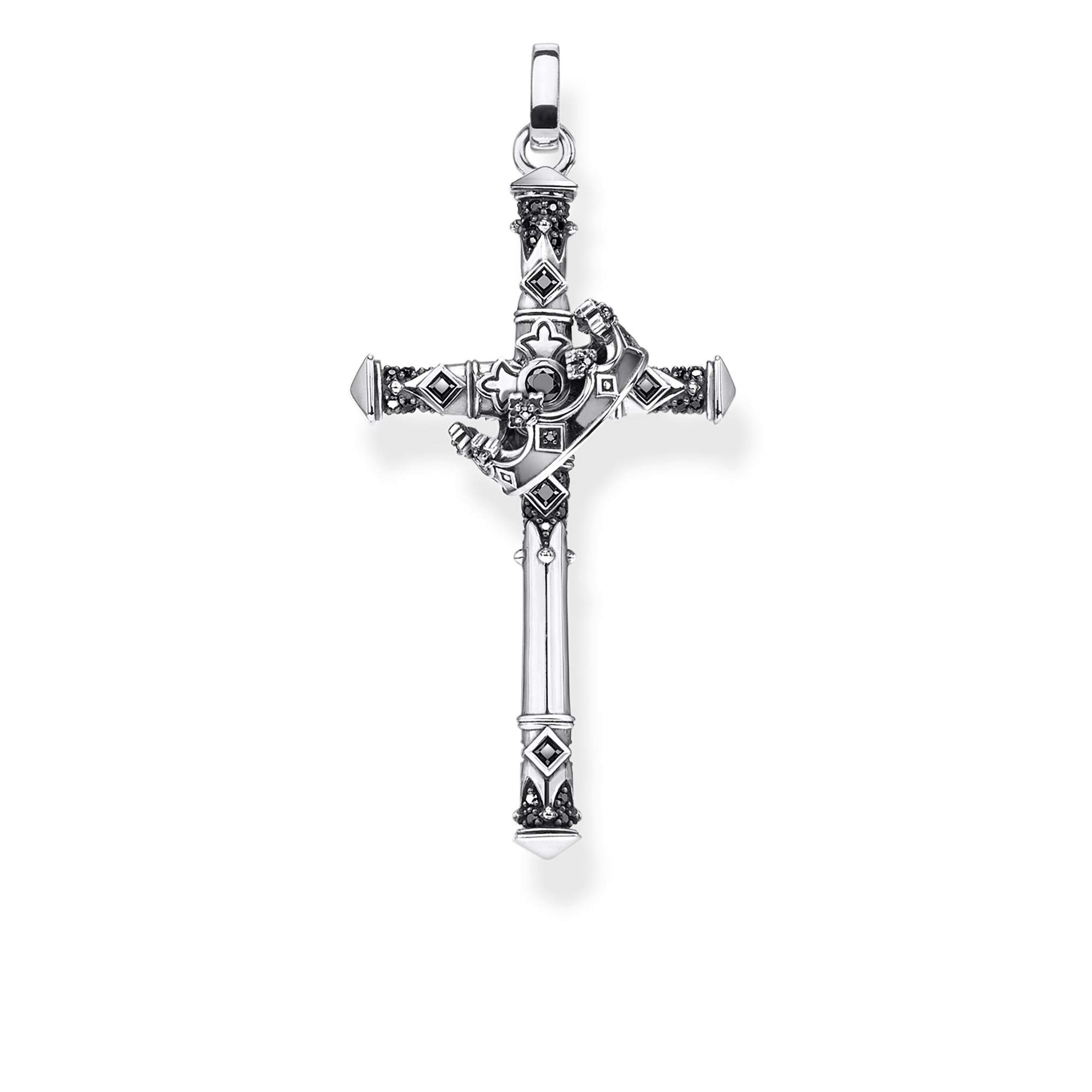 THOMAS SABO Anhänger Kreuz und Krone 925 Sterlingsilber, Geschwärzt