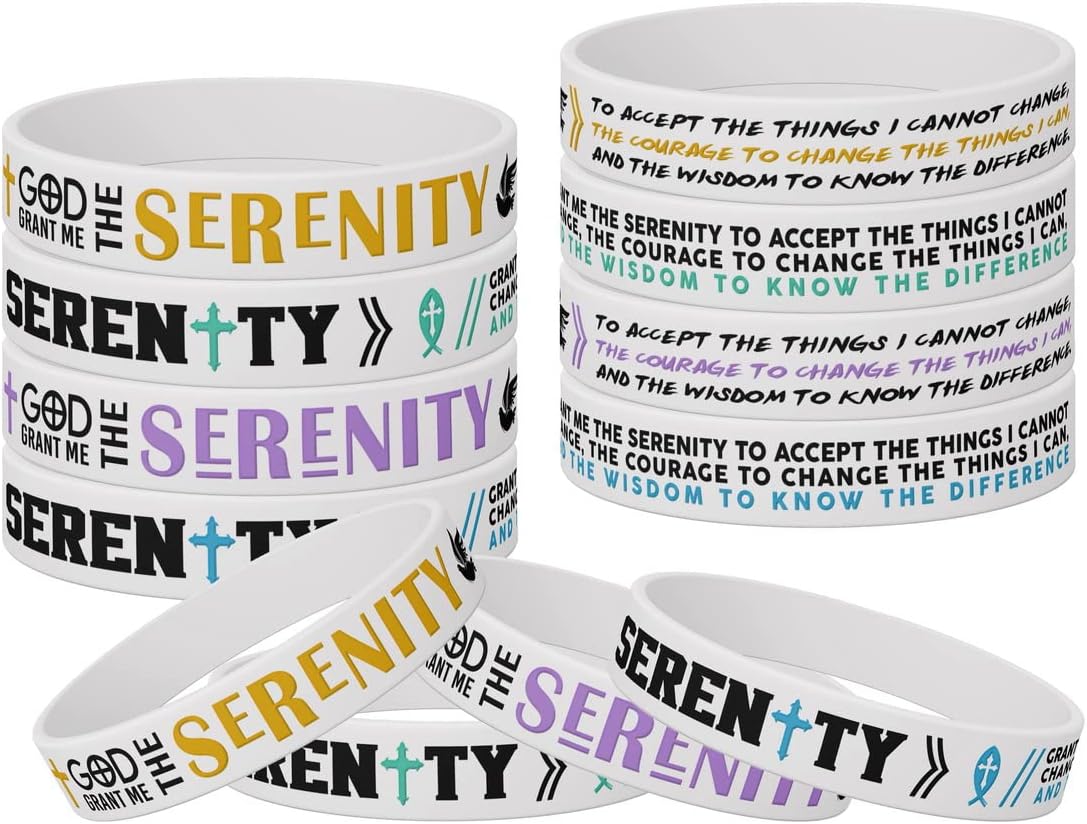 BQL (12Pack) Serenity Prayer Bracelets Silicone Wristbands