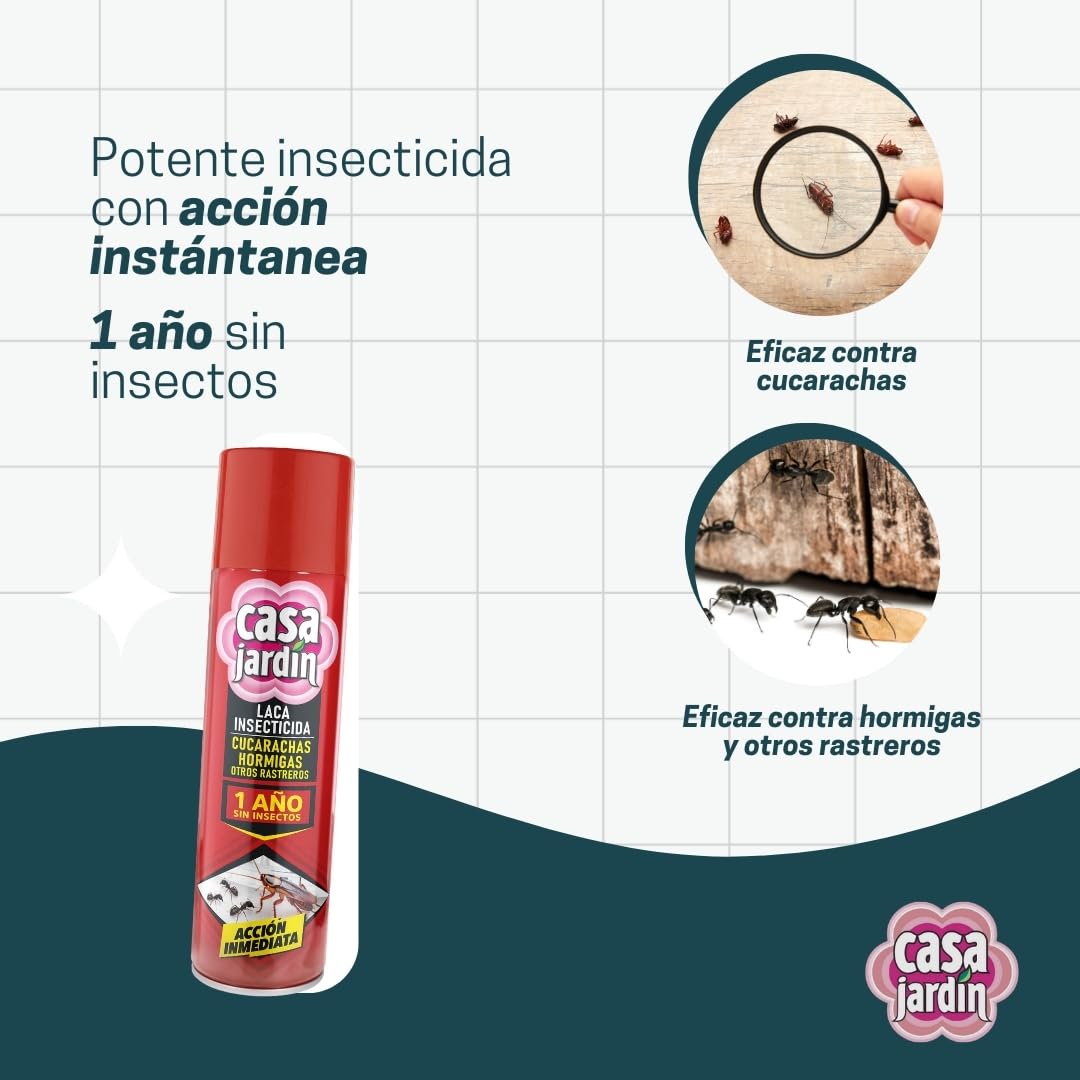 CASA JARDIN | Aerosol Insecticida | Spray con Acción Inmediata y Efecto Duradero | Cucarachas, Hormigas y Otros Rastreros | Hogar Libre de Insectos | 1 Año Sin Insectos | 400 ml