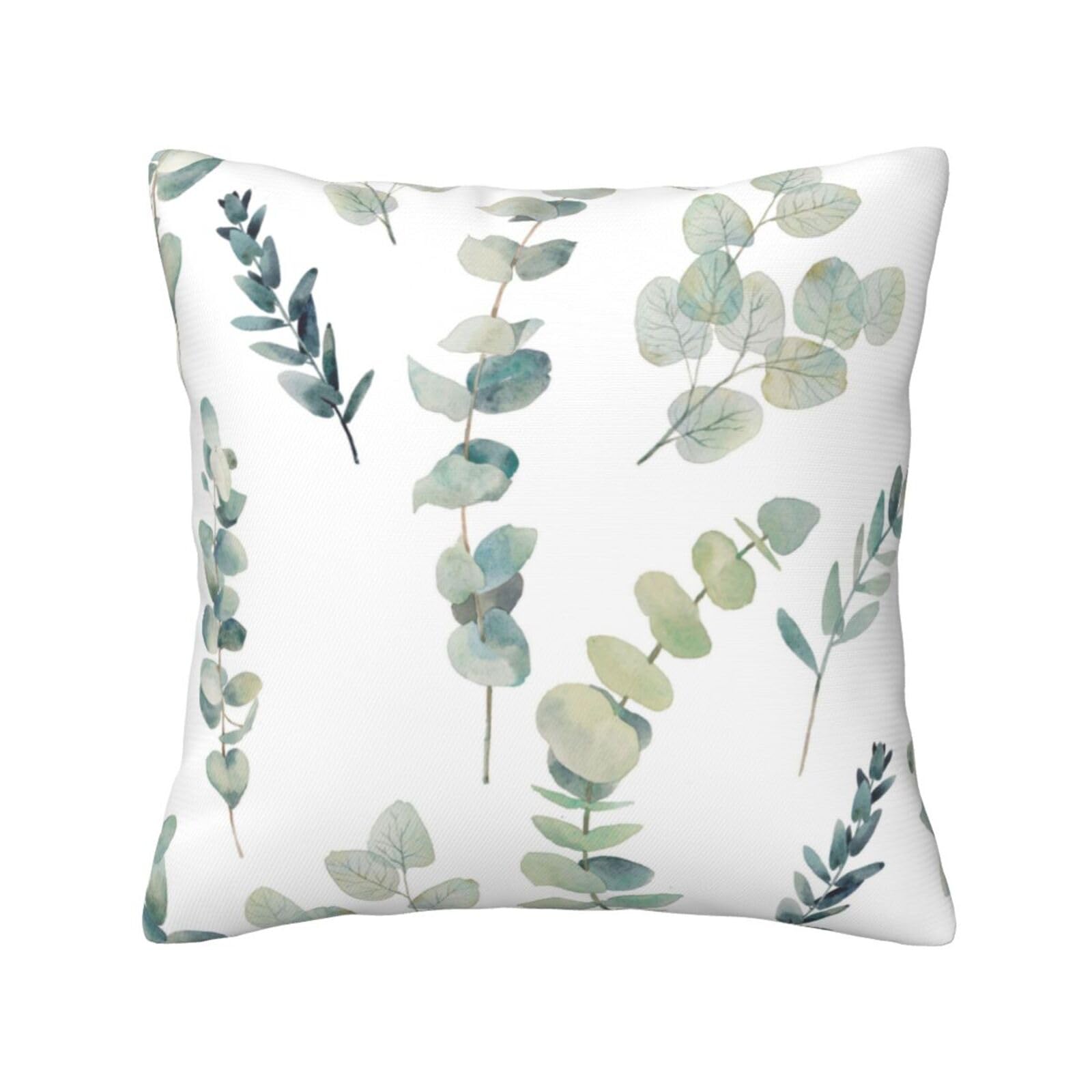 FFSHKOWE Eucalyptus Leaves Decorative Throw Pillow Cover Double-Sided Printed Cushion Cover for Sofa Couch Bed Chair 45 x 45cm