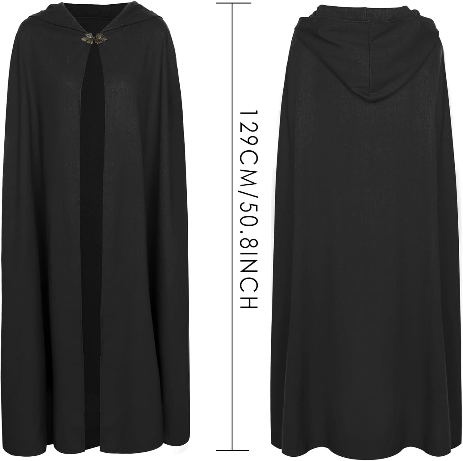 L'VOW Medieval Hooded Cloak Renaissance Cape with Hood Halloween Sorcerer Cosplay Hobbit Costume - Image 6