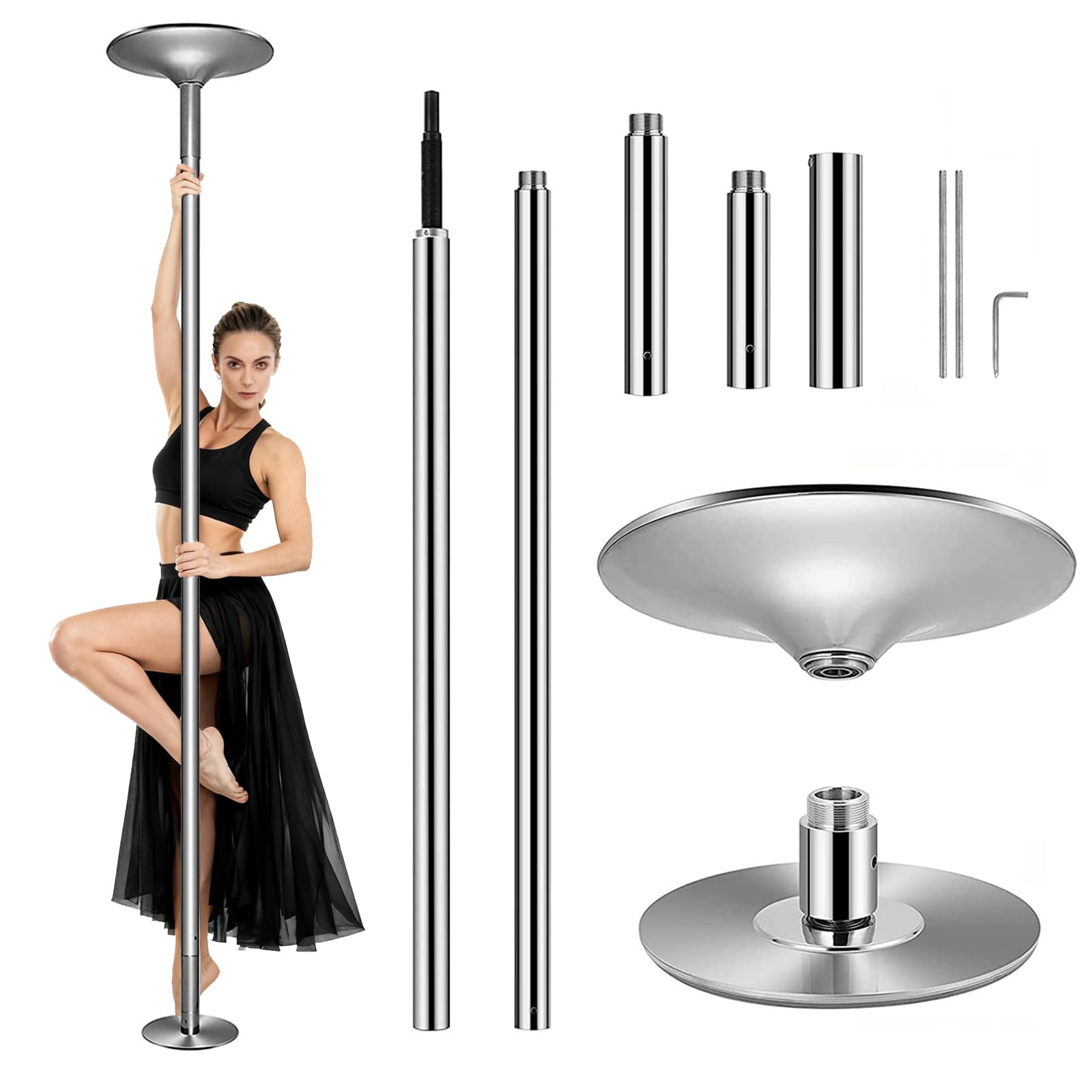 GartistGo Dancing Pole 2.0, Portable Reinforced Rotating Steel Pole, Professional Upgrade Spinning Dance Pole, Fitness Pole