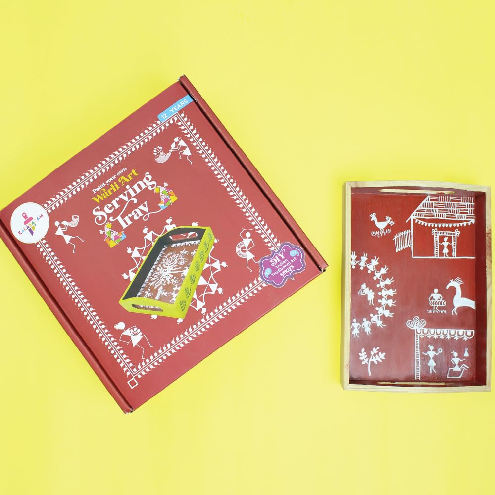 Kalakaram Paint Your Own Warli Art Serving Tray |DIY Serving Tray Painting for Adults and Kids, Assorted - Image 6 thumbnail