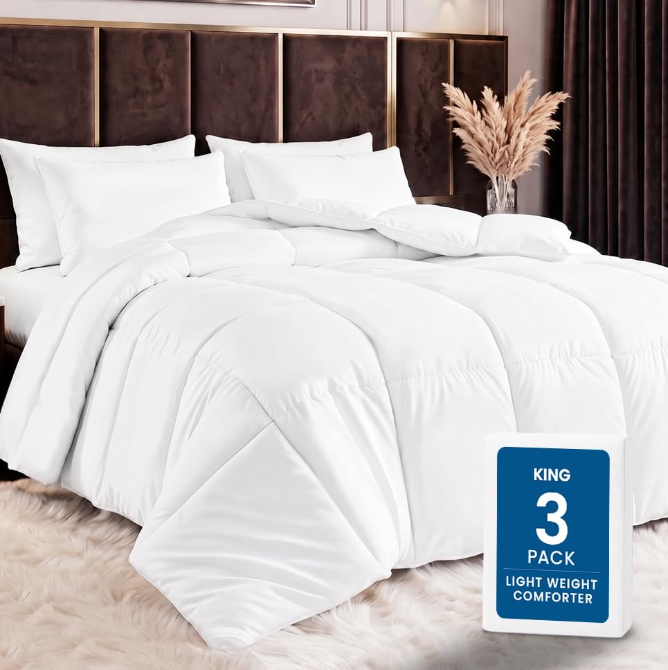 3-Pack Bulk Hotel Collection Comforters King, 90x102 Duvet Insert White