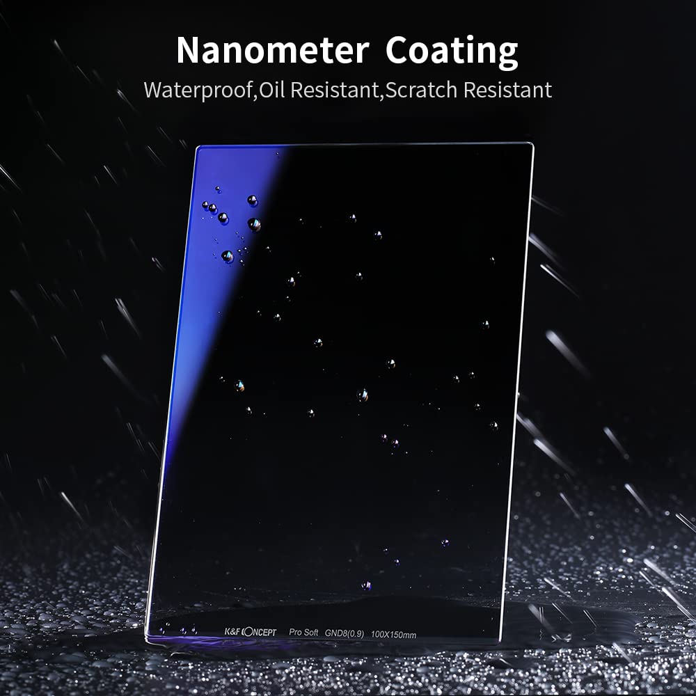 K&F Concept Miękki GND8 z kwadratowym uchwytem filtra, stopniowany filtr o neutralnej gęstości (GND) HD szkło optyczne wodoodporny zestaw filtrów ND