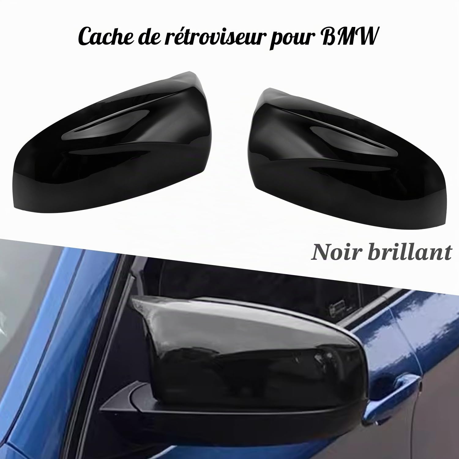 Coques de Rétroviseurs pour Voiture, Porte Latérale Aile Rétroviseur ABS Compatible avec X5 X6 E70 E71 2007-2013, Noir brillant, 1 Paire