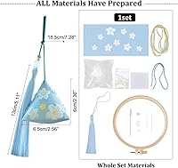 Vista 2 de WADORN Kit de bordado a mano de bricolaje, cuentas de talismán pacífico, materiales de bordado, bolsa de abalorios para colgar en el automóvil, kits