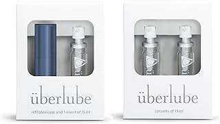 Navy Travel & Refill Bundle - Navy Blue Travel Lube Kit + 2 Refills, Unscented, Flavorless, Works Underwater - 45ml Total