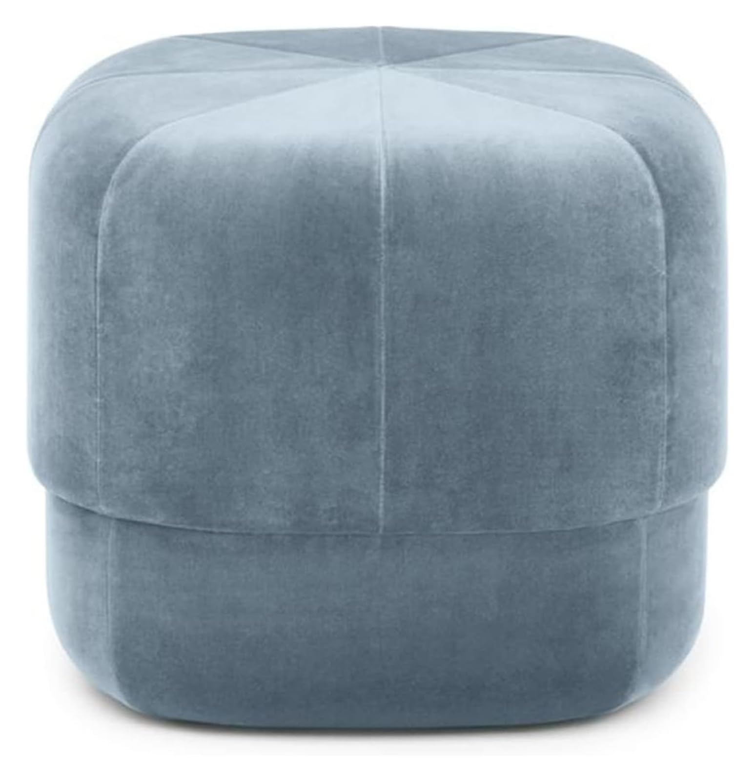 Tabouret ottoman multifonctionnel rond velours bleu ciel