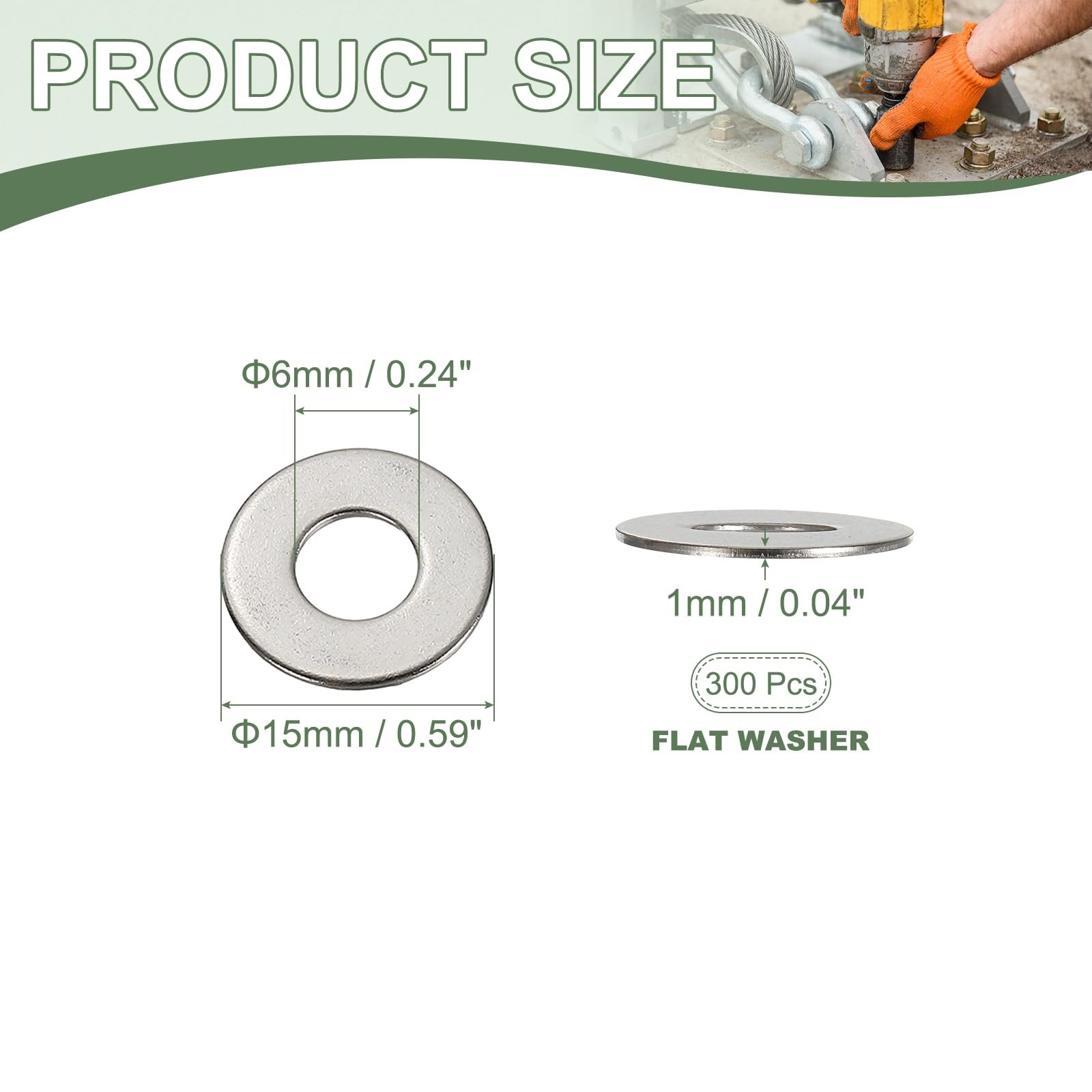 YELARXI Flat Washers, 304 Stainless Steel Hardware Assorted Washer - Image 2