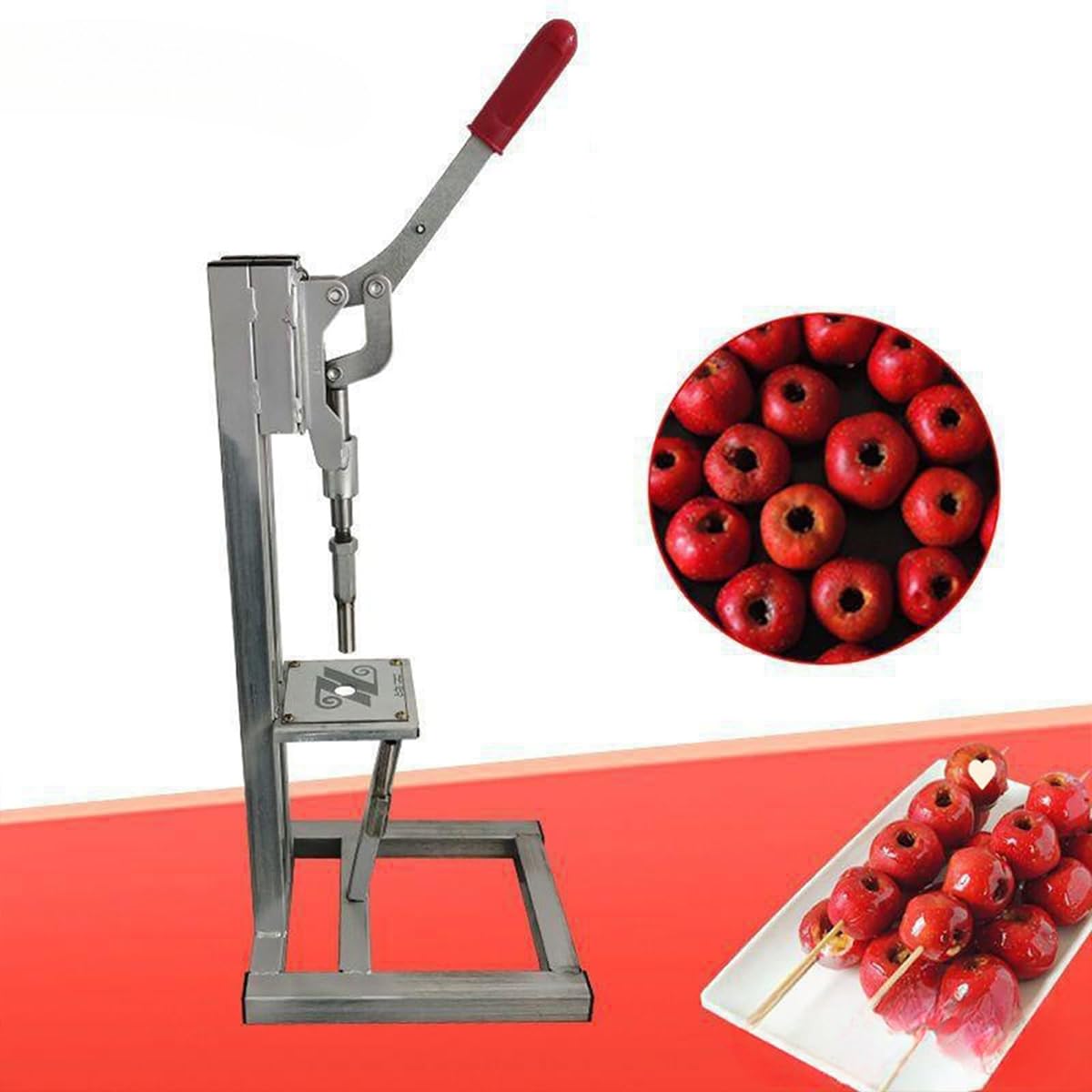 Descorazonador de espino de acero inoxidable, removedor de semillas de fechas rojas con cabeza de cuchillo de 1,3/1 cm, mango antideslizante para picar frutas