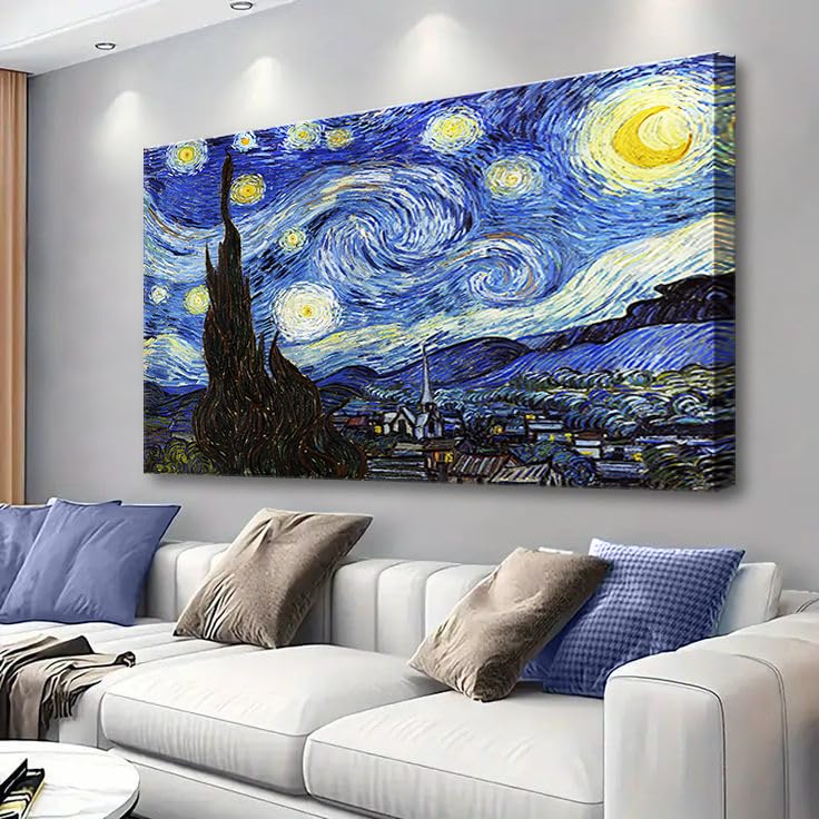 Starry Night Abstract Canvas Prints Wall Art of Van Gogh Famous Artwork Modern Gallery Artwork for Living Room Home Office Decorations.24x36