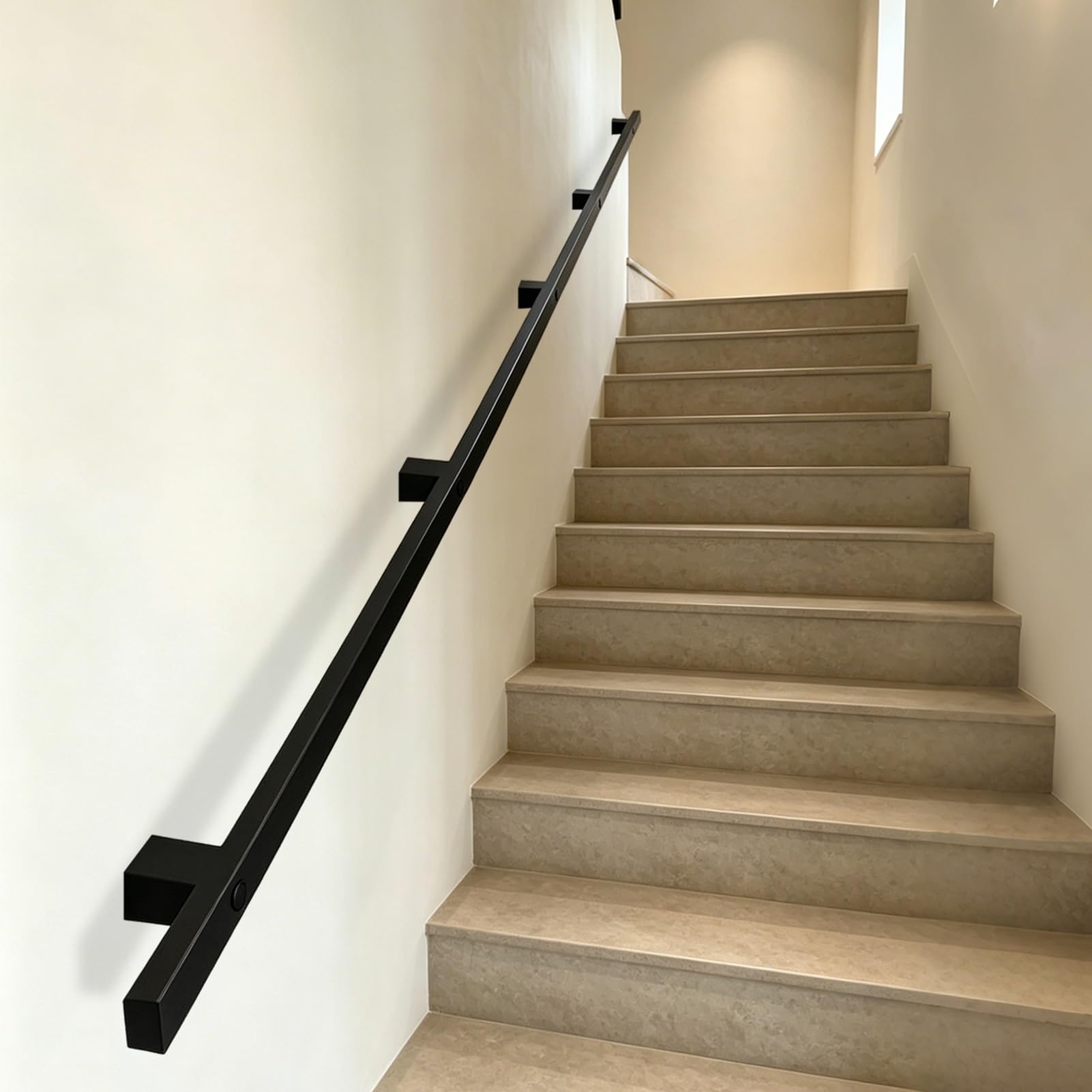 1ft - 20ft Long Stairs Handrail Banister for Walls | Sturdy & Non-Slip Stair Railing Safety Hand Rail for Home Kindergarten Guardrail Corridor(Black,9ft/270cm)