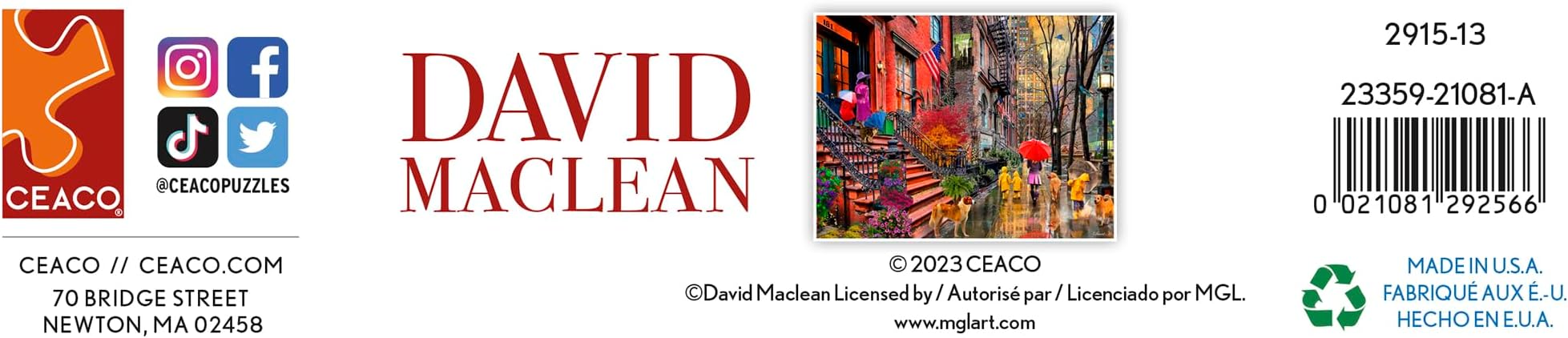 Ceaco - David Maclean - Rainy Day in New York - 750 Piece Jigsaw Puzzle