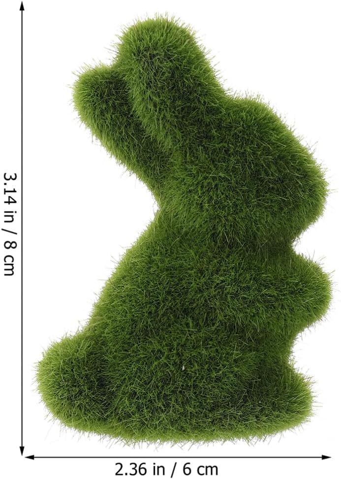 12Pcs Easter Furry Moss Bunnies: 3Inches(8cm) Grass Flocked Mini Rabbit Statues for Baskets Tabletop - Image 8
