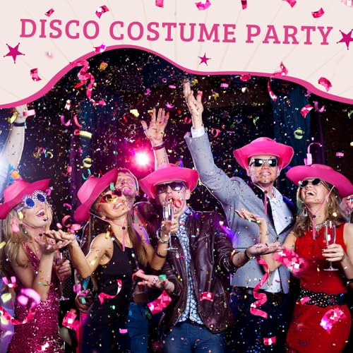 Image of Shyyween 24pcs Sparkly Western Cowgirl Hats for Adult Bulk Glitter Cowboy Hat Adjustable for Men Women Bachelor Western Party