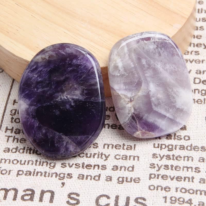 Acxico 2Pcs Amethyst Palm Stone Rock Purple Crystal Healing Reiki Polished Worry Stone - Image 3