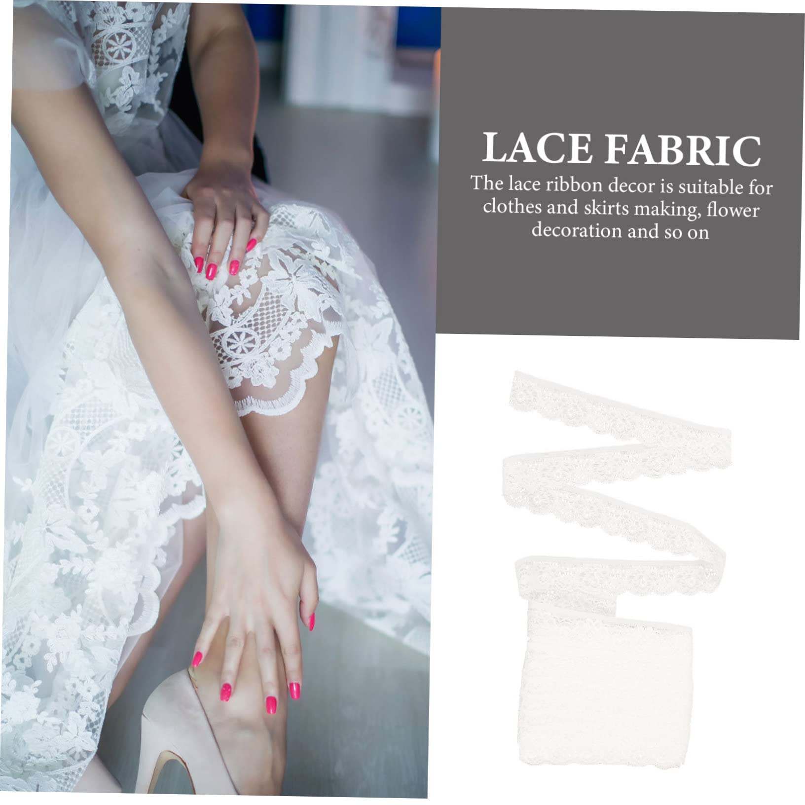 SHINEOFI 5 Stück Stretch-Spitze weißes Spitzenband Hochzeit Basteln Weiße Spitze schwarzes Spitzenband bastel materialien textilien dekoringe Spitzenbänder Spitzenstoffbänder Nylongarn