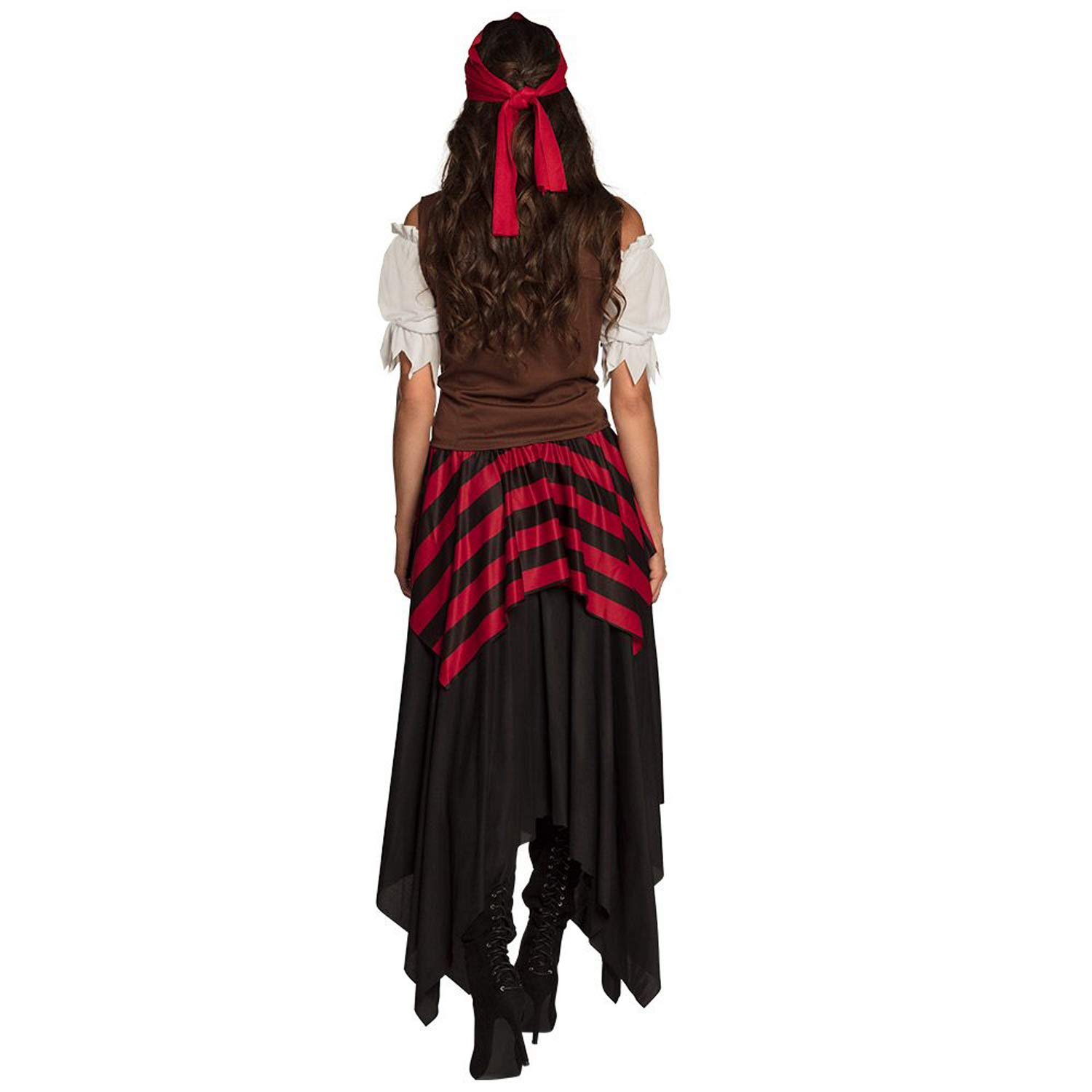 Boland - Costume da adulto pirata tornado, vestito, corsetto, foulard, per donna, pirata, bucaniere, costume, carnevale, festa in maschera