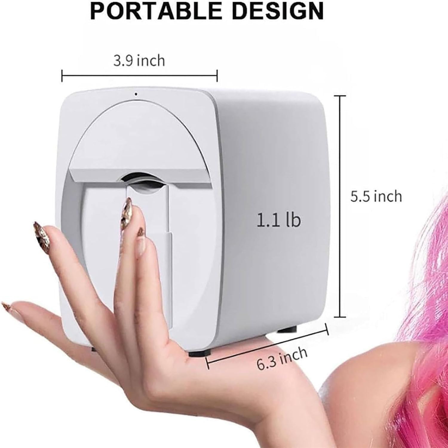 Mini Stampante Unghie Stampante Unghie Professionale 3D Macchina da Stampa Portatile, Piccola Stampante per Smalto Fotografico Digitale 3D er Studio di Unghie/Manicurista,Rosegold
