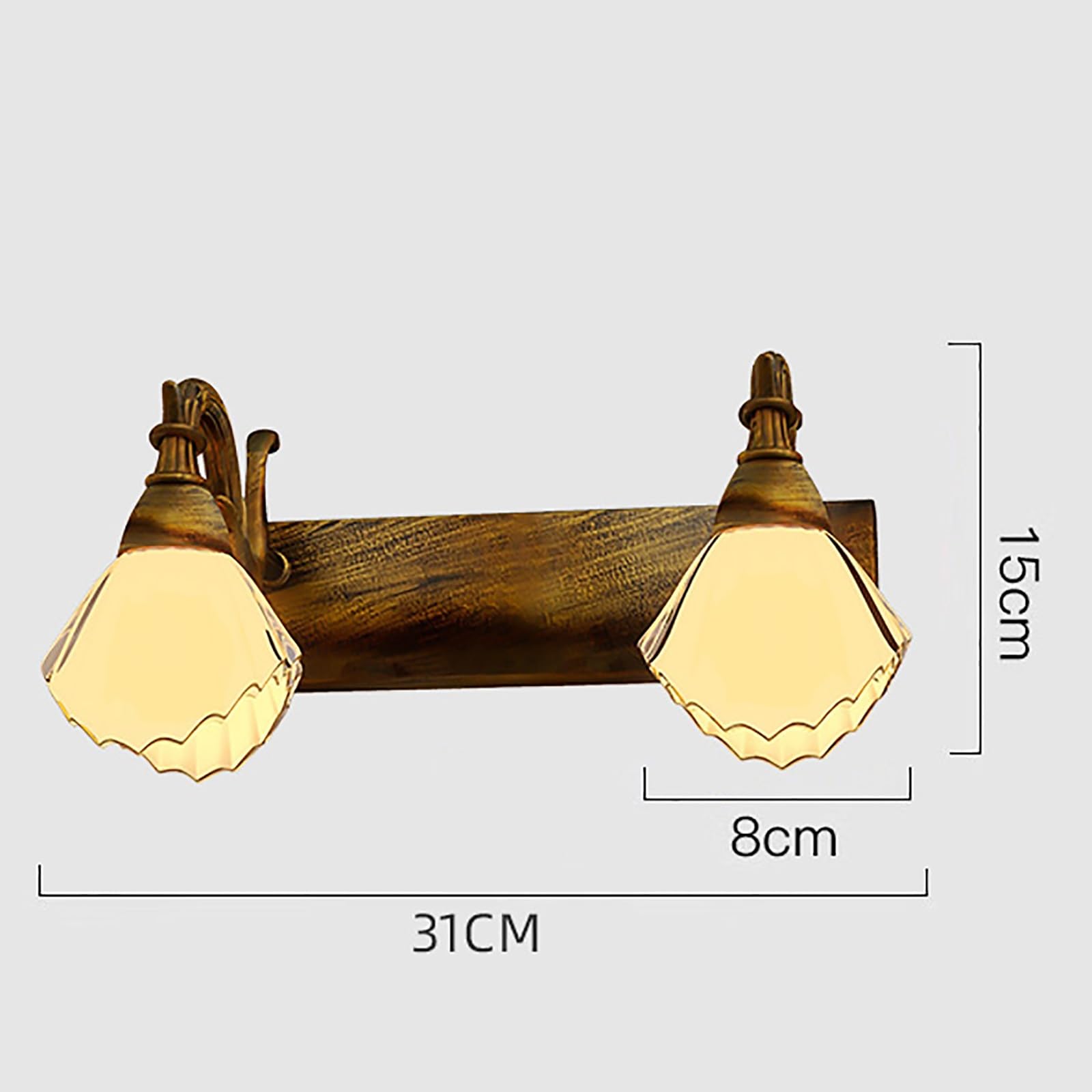 2-flammige Badezimmerleuchte, einzigartiges Design, Glas-Lampenschirm, Wandlampe für Spiegel, Wohnzimmer