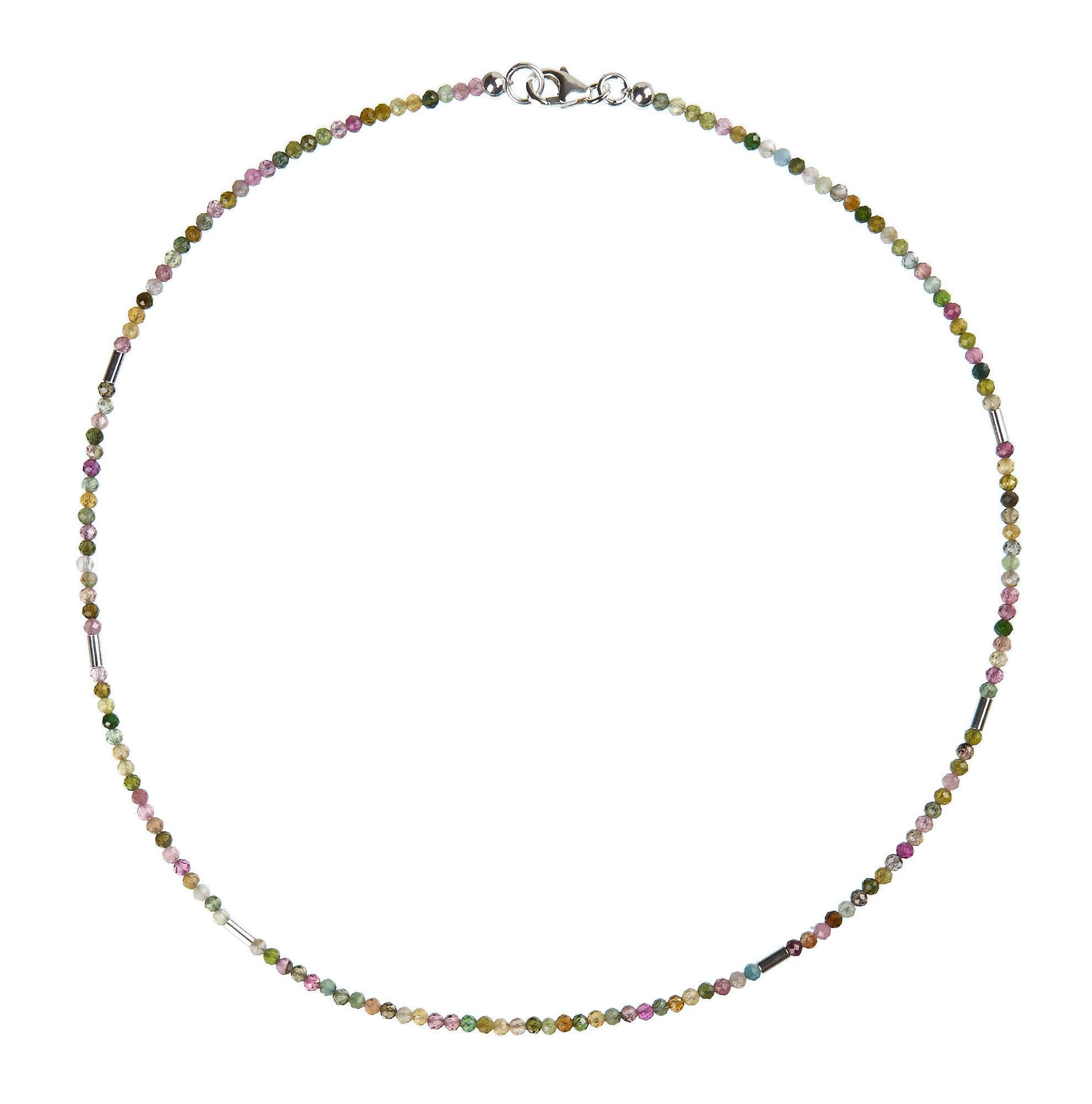 Turmalin Kette bunt - zarte Turmalin Halskette 2.2mm - 925 Silber