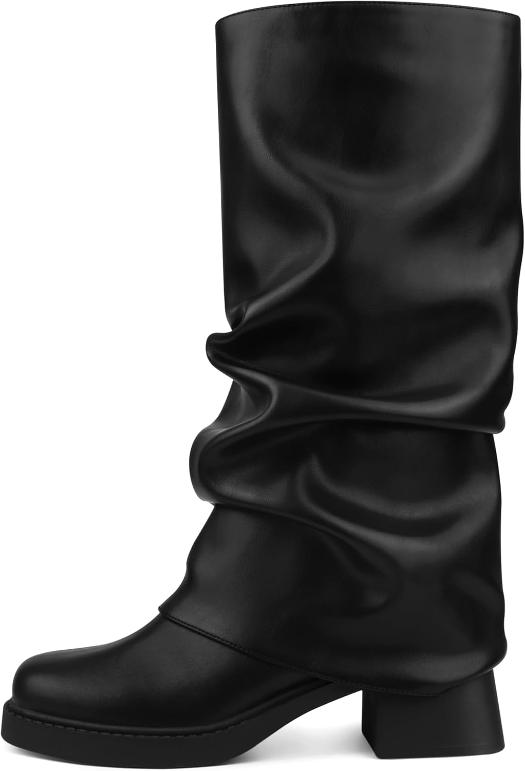 Women Mid Calf Boots Square Toe Boots Chunky Heels image 4