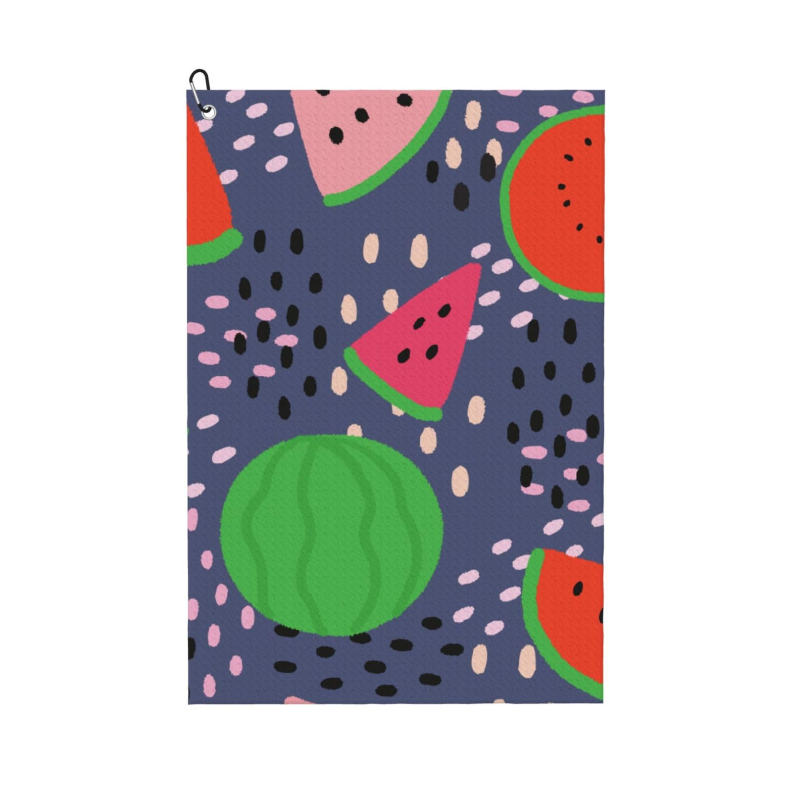 Hnnkloy Summer Fruit Watermelon Design, 16x24 in Portable Waffle Golf Towels with Carabiner Clip for Golf Bag