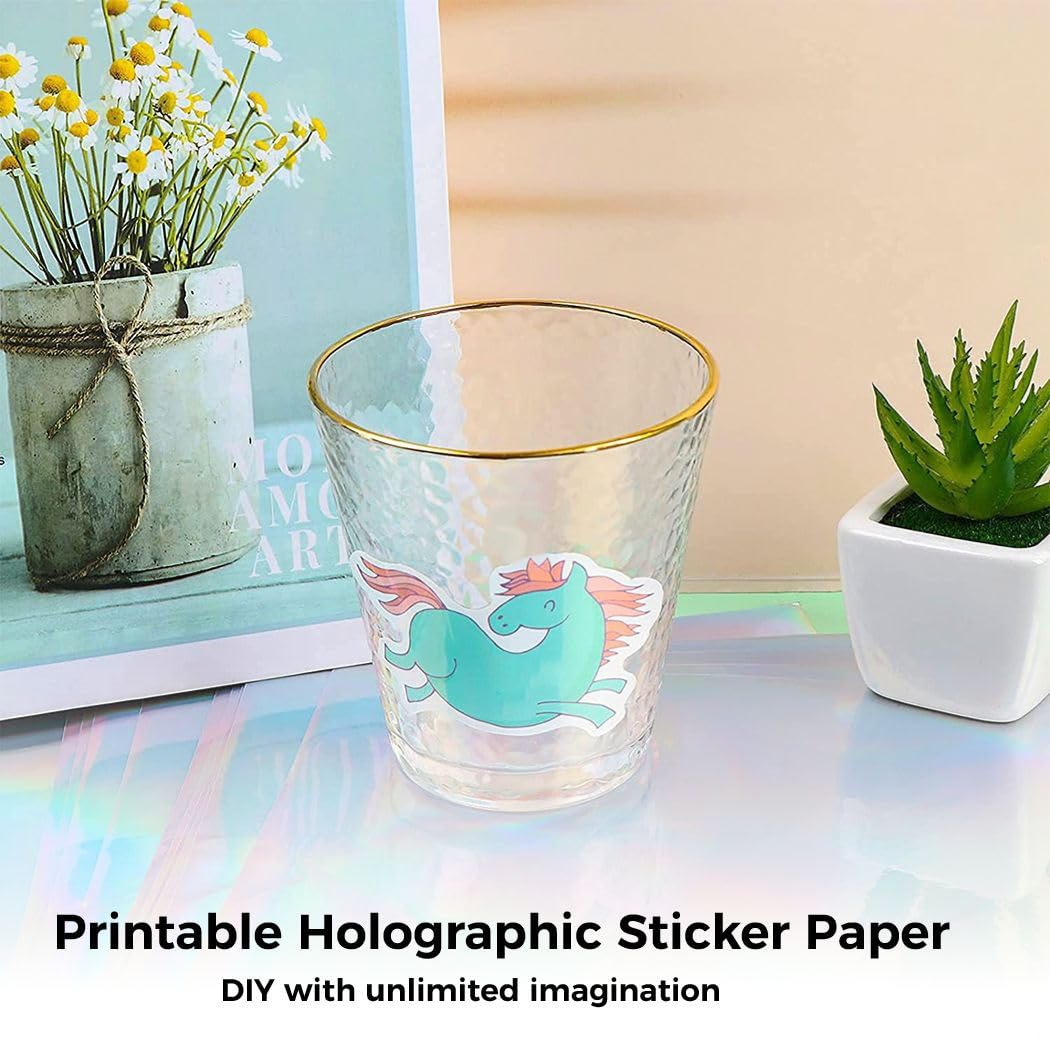 36 hojas de papel adhesivo holográfico A4, papel de vinilo imprimible