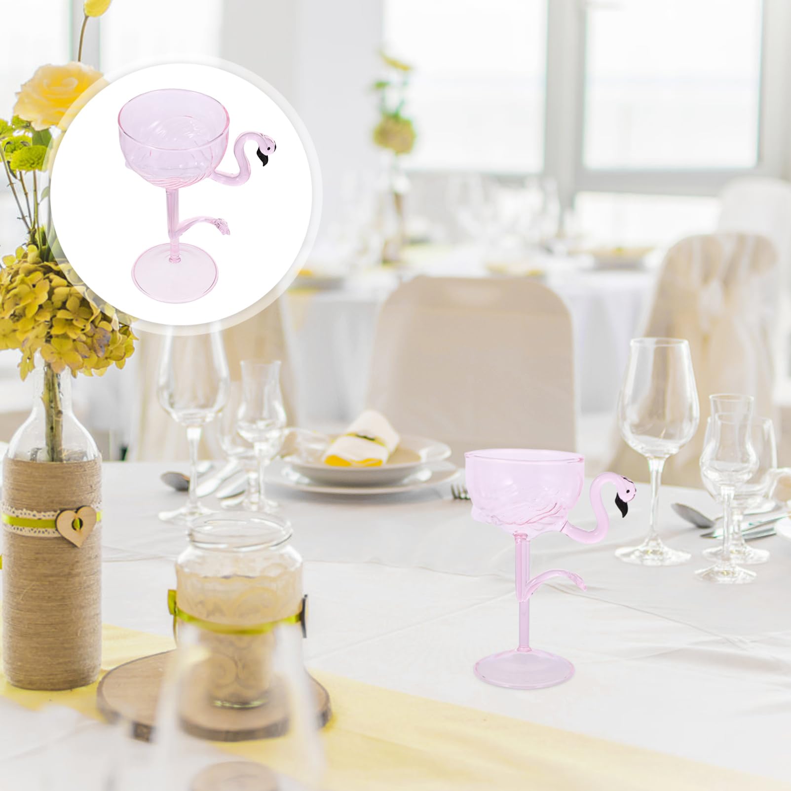 HEALLILY Flamingo Wine Glass Cup Decorative Goblet for Cocktails Desserts Salads Lightweight Elegant Design for Home Parties Special Occasions