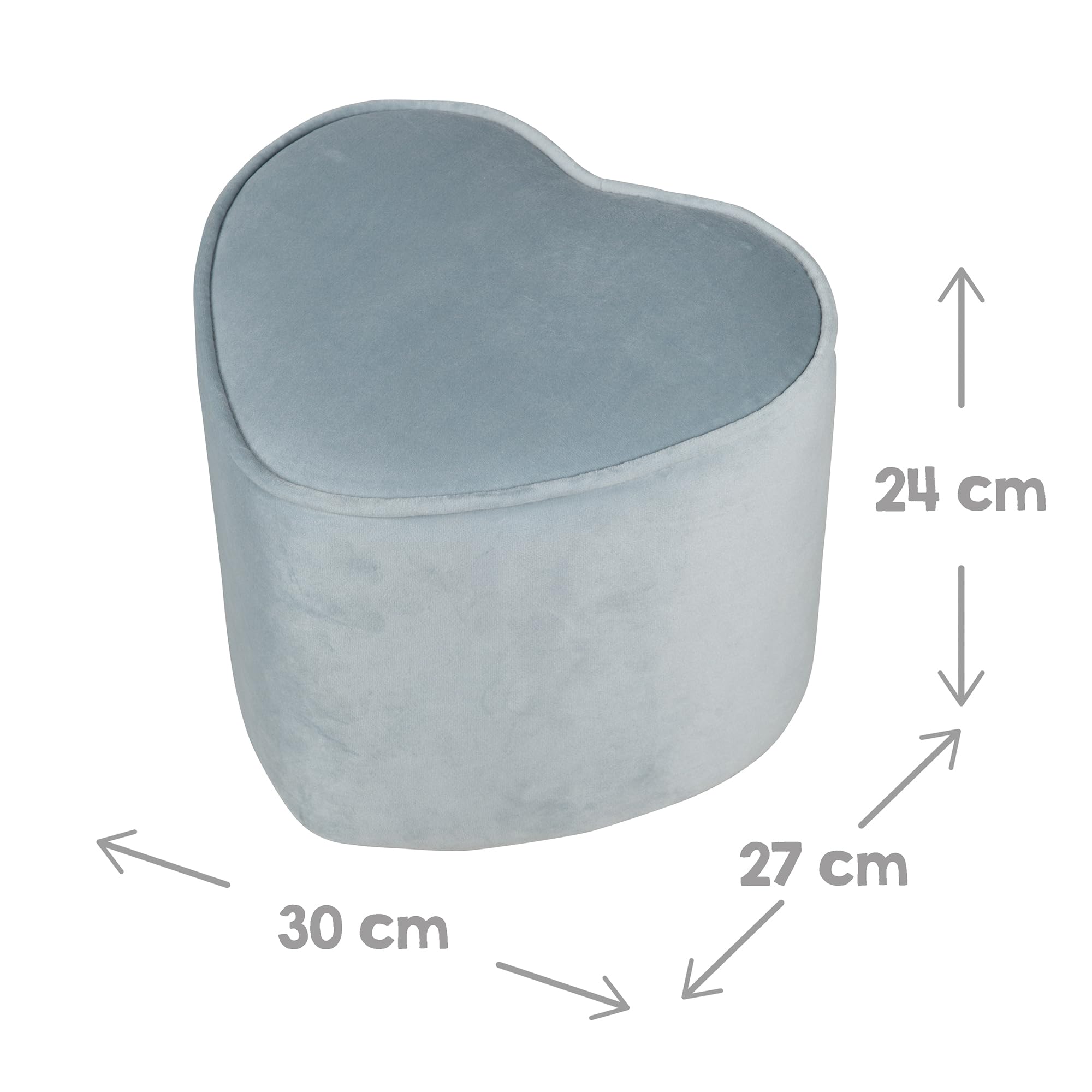 roba Pouf per Bambini a forma di Cuore Lil Sofa - Rivestito in Velluto - con Contenitore - Multifunzione -Arredamento per Bambini - per la Cameretta - dai 18 Mesi - Azzurro