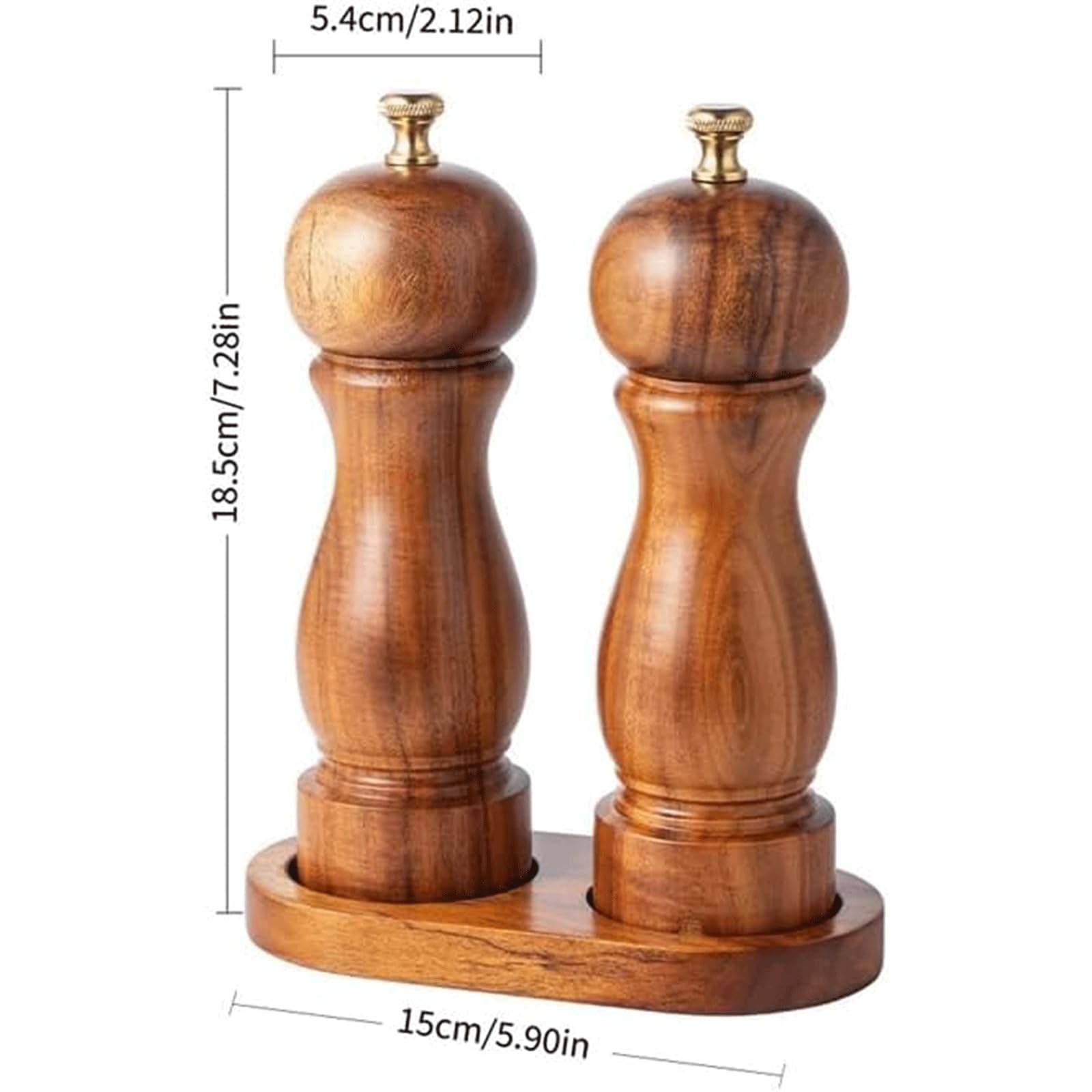 Macinapepe da Cucina Set macina Sale e Pepe con Base in Legno Macina Sale Marino per Mantenere la Bottiglia di condimento per macina spezie asciutta e Fresca