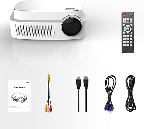 Miniatura 7 de Proyector de video, haz de video HD 1080p con pantalla de 200 pulgadas, altavoz de alta fidelidad, compatible con TV Stick, HDMI, VGA, USB, portátil