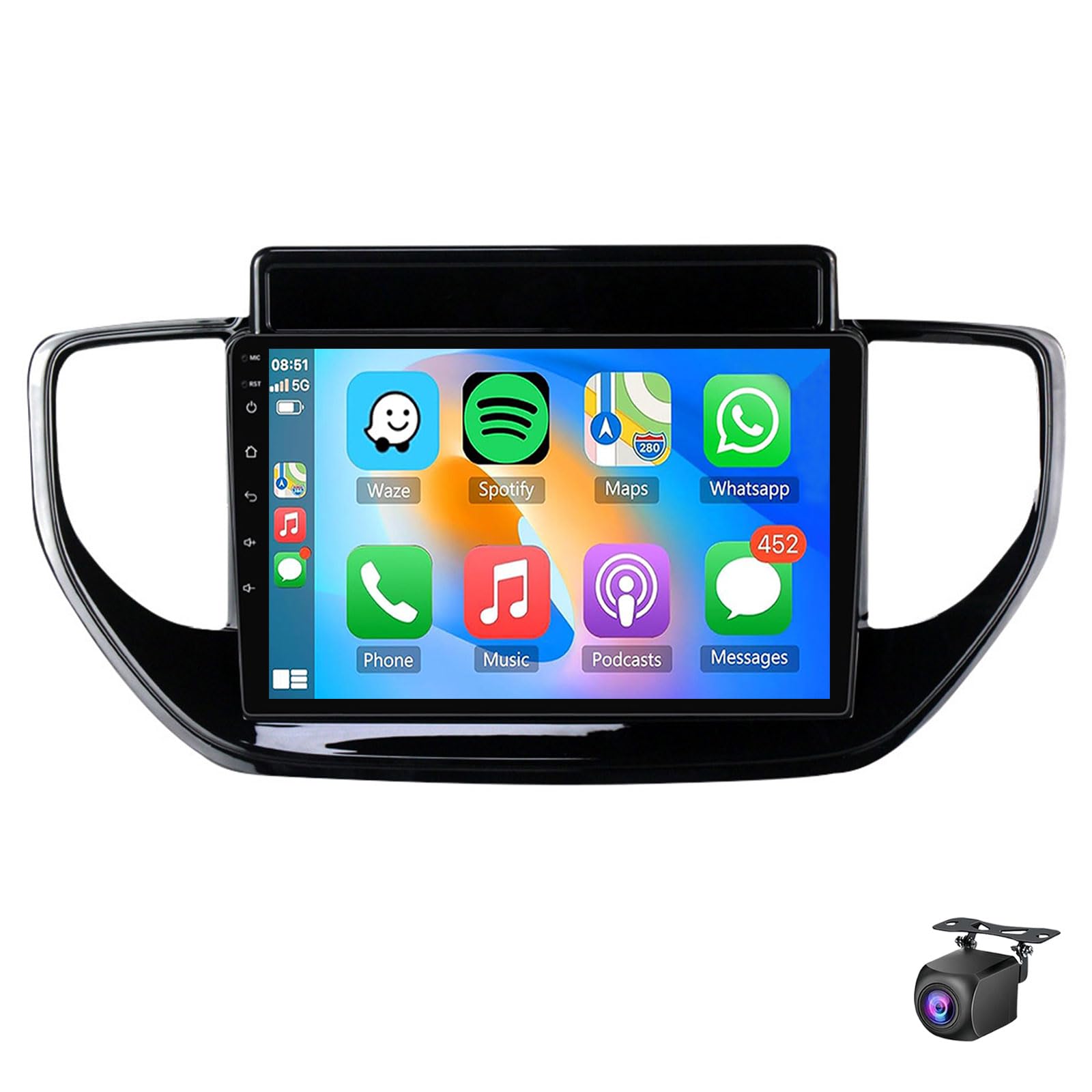 Android 15 Car Stereo for Hyun-dai Solaris 2 II 2020-2021 9 Inch IPS Touchscreen Wireless Carplay Android Auto Car Radio 32EQ GPS Mirror Link Bluetooth WiFi FM RDS AHD Backup Camera(Size:4Core 2+32G)