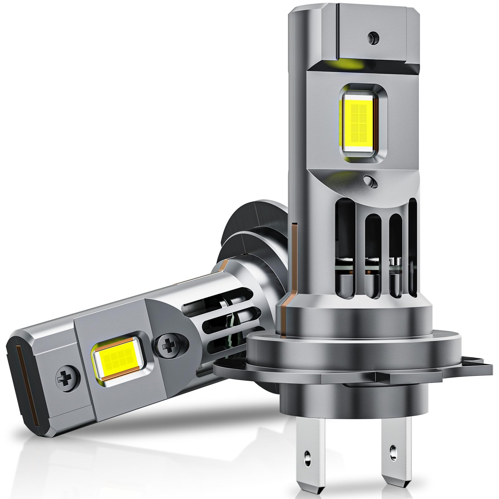 H7 LED Bulb, 1:1 Mini Size 600% Brighter, No Adapter Required, 6500K Cool White with Turbofan Halogen Replacement, Pack of 2