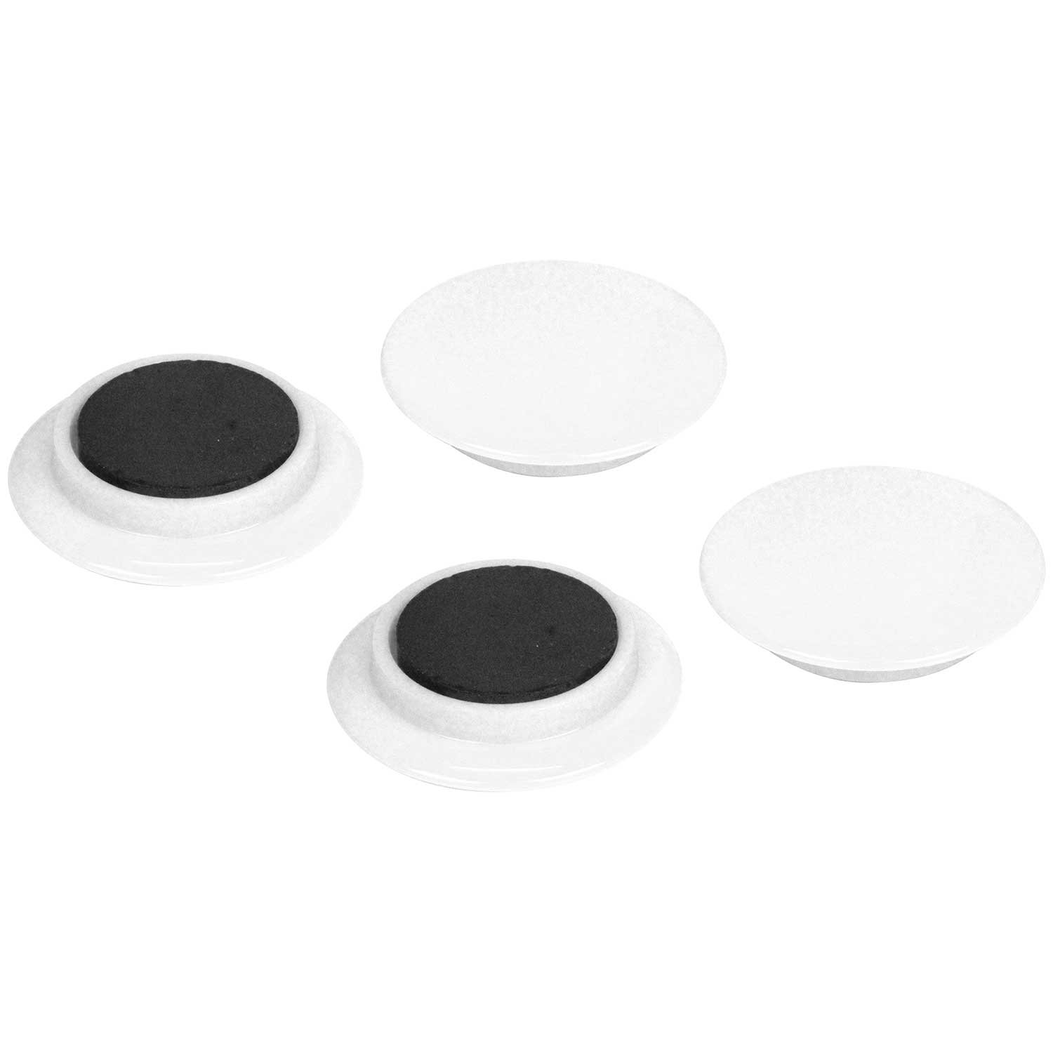 E-Value EMT-04WH Color Magnets, Large, 1.6 inches (40 mm) Diameter, Pack of 4, White