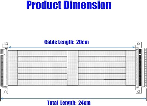 Miniatura 4 de HLT Tarjeta elevadora PCI Express 3.0 16x, extensión PCIe cable flexible de alta velocidad (7.9 in)